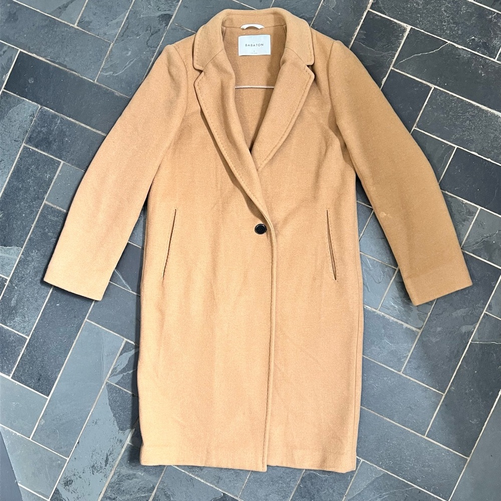 Aritzia Babaton tan camel wool coat size small - Picture 4 of 15